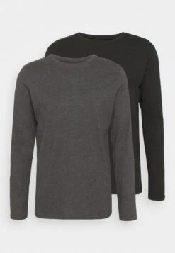 Pier One 2 PACK - Langarmshirt - Dark Grey/black -Modekleidung 007c88127656457c8f19869283e98031