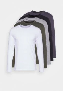 Pier One 5 PACK - Langarmshirt - Black/white/olive -Modekleidung 1811e4e1633c4594abae2f43c4e4d170