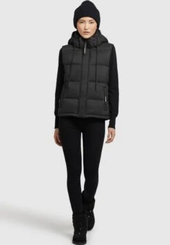 Khujo EDEN MATT - Weste - Schwarz -Modekleidung 8436edfe32914a4c93c1b66d22f0073a