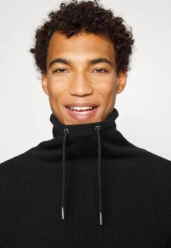 Pier One STRUCTURE BLOCK HIGH COLLAR - Strickjacke - Black -Modekleidung 8ae538afff544777a63a44071114fc02