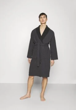 Pier One SHAWL TOWEL BATHROBE - Bademantel - Dark Grey
