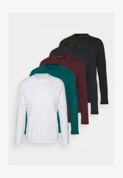 Pier One 5 PACK - Langarmshirt - White/dark Blue/black -Modekleidung d83220e9e54d43fcb8998bbd6af96e96